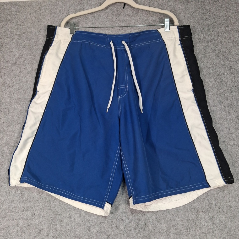 Joe Boxer Swim Trunks Mens Large Blue Colorblock Board Shorts Drawstring Mesh